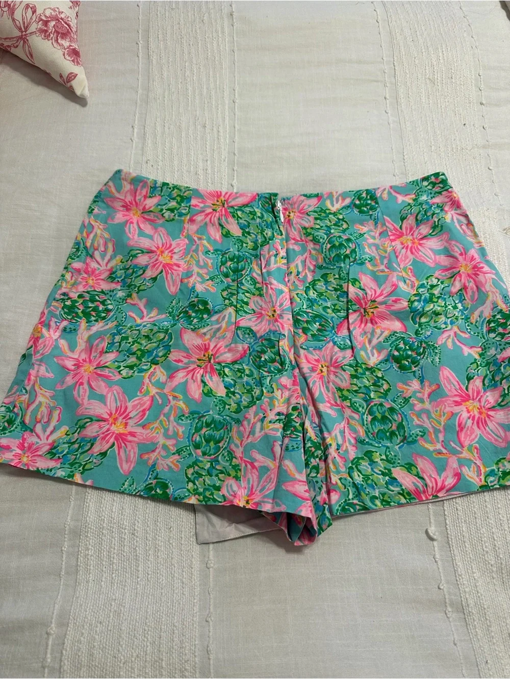 Lilly Pulitzer Turquoise Pink Green Floral Skort